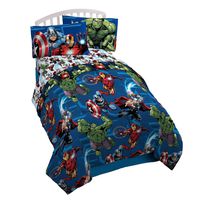 Marvel Avengers Heroic Age Twin Comforter - Super Soft Kids Reversible Bedding features Iron Man, Hulk, Captain America, and Thor - Fade Resistant Polyester Microfiber Fill (Official Marvel Product)
