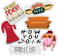 Friends Sticker Set How You Doin - Pivot - Central perkWater Proof Stickers