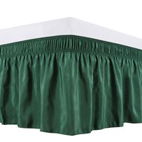 Biscaynebay Wrap Around Bed Skirts Elastic Dust Ruffles, Easy Fit Wrinkle and Fade Resistant Silky Luxrious Fabric Solid Color 15 Inch Drop (Queen, Hunter Green)