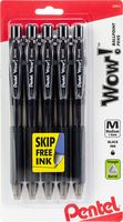Pentel WOW! Retractable Ballpoint Pens, Medium Line, Black Ink, 5 Pack  (BK440BP5A)