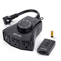 BESTTEN 3 Outlet Outdoor Dusk to Dawn Photocell Timer w/RF Remote Control, 3 Modes (1. On/Off, 2. Dusk to Dawn, 3. On at dusk and Off after 2, 4, 6, 8 hours, repeat daily), ETL and FCC Listed