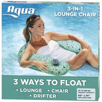 Aqua Mosaic 3-in-1 Pool Chair Lounge, Inflatable Pool Float, Multi-Purpose Pool Chair (Lounge, Drifter, Chair), Green Mosaic