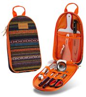 Camp Kitchen Utensil Organizer Travel Set Portable BBQ Camping Cookware stainless steel Utensils Travel Kit Outdoor Kitchen Equipment Case Cutting Board Tongs Scissors Knife Ladle Spatula Great Gift