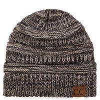 C.C Trendy Warm Chunky Soft Stretch Cable Knit Beanie Skully, 3 Tone Brown