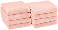 AmazonBasics Quick-Dry Hand Towels, 100% Cotton, Set of 8, Petal Pink