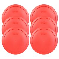 Pyrex 7402-PC Red Round Storage Replacement Lid Cover fits 6 & 7 Cup 7" Dia. Round (6-Pack)