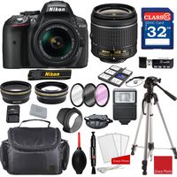 Nikon D5300 DX-Format Digital SLR w/AF-P DX NIKKOR 18-55mm f/3.5-5.6G VR Lens + Professional Accessory Bundle