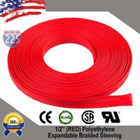 100 FT 1/2" 13mm Red Expandable Wire Cable Braided Sleeving Sheathing Loom Tubing US