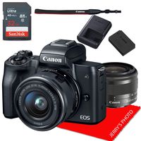 Canon EOS M50 Mirrorless Camera Kit w/EF-M15-45mm and 4K Video + 32GB Memory Bundle