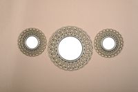 All American Collection All New Seperated 3 Piece Decorative Mirror Set, Wall Accent Display (Beige Double Chain)