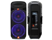 Mr. Dj PBX6100LED Dual 15-Inch 3-Way Portable Speaker with Built-In LED Light, Bluetooth, USB and FM Radio