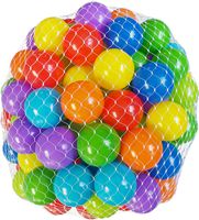 EWONDERWORLD 100 Count 2.4" (6cm) Non-Toxic BPA & Phthalate Free Crush Proof Plastic Ball Pit Play Balls with 8 Vibrant Colors and Durable Net Bag