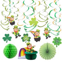 JOYIN St. Patrick's Day Colorful Foil Hanging Swirls with Lucky Irish Green Shamrock and Leprechauns Saint Patricks Pot-O-Gold Centerpiece Tissue St Patricks Poms Party Decorations