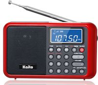 Kaito KA108 Super Sound Quality AM FM Shortwave Radio with MP3 Player and Radio Recorder, Radio Time Schedule Recorder,Alarm Clock+ More (Red)