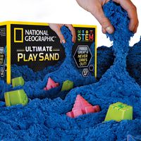 NATIONAL GEOGRAPHIC Play Sand - 6 LBS of Sand with Castle Molds (Blue) - A Kinetic Sensory Activity