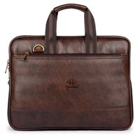 Vegan Leather Briefcase for Men Computer Bag Expandable Laptop Bag Retro Business Travel Messenger Bag for 14 Inch Laptop Size Brown