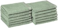 AmazonBasics Quick-Dry Bathroom Washcloth, 100% Cotton, Set of 12, Seafoam Green