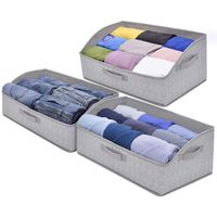 GRANNY SAYS Storage Bins, Closet Organizer Bins,Foldable Closet Organizer Trapezoid Storage Box,Gray, 3-Pack
