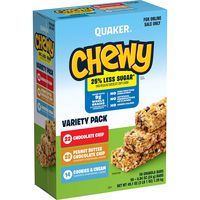 Quaker Chewy Granola Bars, 25% Less Sugar, 3 Flavor Variety Pack, (58 Pack)