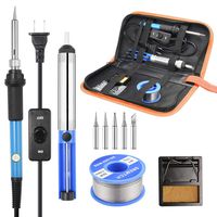 Soldering Iron Kit, [Upgraded] 60W Adjustable Temperature Welding Tool with ON-OFF Switch, Rarlight Soldering Kits, 5pcs Soldering Iron Tips,Desoldering Pump,Solder Wire,Soldering Iron Stand,Carry Bag