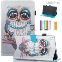 Fire HD 8 Case,LittleMax PU Synthetic Leather Case Flip Cover with Auto Wake/Sleep for Amazon Kindle Fire HD 8 7th Gen 2017 Release & 6th Gen Release 2016 with Free Stylus-03 Blue Owl