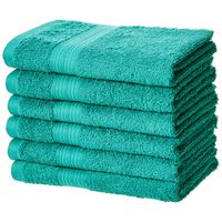 AmazonBasics Fade-Resistant Cotton Hand Towel - Pack of 6, Teal