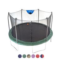 Skywalker Trampolines 15-Foot Jump N' Dunk Trampoline with Enclosure Net - Basketball Trampoline, Green
