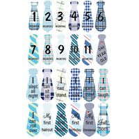 AmazingM 24 Pcs Baby Monthly Milestone Necktie Tie Onesite Stickers,12 Months+12 Bonus Milestone Baby Stickers (Necktie)