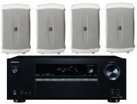 Onkyo 5.2 Channel Full 4K Bluetooth AV Home Theater Receiver + Yamaha High-Performance Natural Surround Sound 2-Way Indoor/Outdoor Weatherproof Speaker System (Set Of 4)