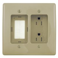 Bryant Electric RR1512I 2-Gang Recessed TV Connection Outlet Plate with 15 Amp 125V Tamper-Resistant Duplex Receptacle with One Pass-Thru Opening, Ivory