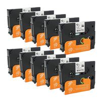 WonderTec 10 Pack for Brother P-touch Cube PT-D600 PT-H110 PTD400AD PT-D210 Label Maker Standard Laminated TZ231 tze231 0.47 Inch (12mm) x 26.2 Feet (8m) Black on White Standard Laminated Tape TZ-231