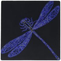 3dRose LLC 8 x 8 x 0.25 Inches Mouse Pad, Neon Purple Dragonfly on Black (mp_157526_1)