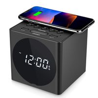 SVINZ Wireless Charging Dual Alarm Clock Radio with Bluetooth Speaker Compatible iPhone X, LED Display Dimmable Clock with USB Charger Port for Bedrooms, Loud Alarm for Heavy Sleepers, Snooze, Aux-in