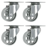 4 All Steel Swivel Plate Caster Wheels Heavy Duty High-gauge Steel Gray (4" METAL SWIVEL CASTER GRAY - No brake)