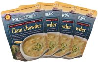 Clam Chowder - Sea Fare Pacific, 4 pack, gluten free, ready to eat, convenient microwavable/boilable pouch, east coast wild caught sustainable Clams, New England style excellent on-the-go meal.