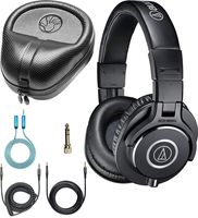 Audio-Technica ATH-M40x Dynamic Headphones Bundle with Slappa Full-Sized HardBody Pro Headphone Case, and Blucoil 6-FT Headphone Extension Cable (3.5mm)