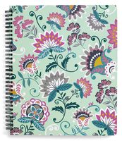 Vera Bradley Mini Notebook with Pocket Mint Flowers One Size