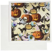3dRose Eyeballs and Skulls and Pumpkins Artwork - Greeting Cards, 6 x 6 inches, set of 12 (gc_165467_2)