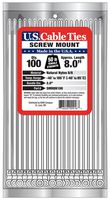 US Cable Ties SMH8N100 8-Inch Screw Mount Ties, Natural, 100-Pack
