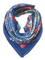 YOUR SMILE Silk Like Scarf Women's Fashion Pattern Large Square Satin Headscarf,Deep Blue