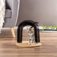 PETMAKER Self Grooming Cat Arch- Bristle Ring Brush and Carpet Base Groomer, Massager, Scratcher for Controlling Shedding, Healthy Fur and Claws