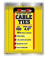 Pro Tie YL4ULD100 4-Inch Yellow Ultra Light Duty Color Cable Tie, Yellow Nylon, 100-Pack