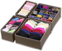 Simple Houseware Closet Underwear Organizer Drawer Divider 4 Set, Brown