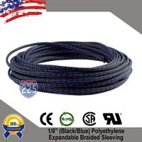 5 FT 1/8" 3mm Black Blue Expandable Wire Cable Braided Sleeving Sheathing Loom Tubing US