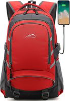 Backpack Bookbag for School Student College Business Travel with USB Charging Port Fit Laptop Up to 15.6 Inch Night Light Reflective Anti Theft (Red)