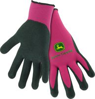 West Chester John Deere JD00021 Nitrile Foam Palm Dipped Gloves - Work Gloves for Women, Light-Duty Gloves with Elastic Wrist, Band Top Cuff, Black/Pink