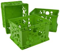 Storex Mini Crate, 9 x 7.75 x 6 Inches, Green, Case of 3 (STX61596U03C)
