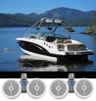 2 Rockville DWB80W Dual 8" White 1600w Marine Wakeboard Tower Speaker Systems