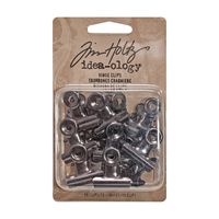 Tim Holtz Idea-ology Hinge Clips, Antique Satin Nickel Finish, Pack of 15 Miniature Metal Bulldog Clips, 7/8 x 7/8 Inch, TH92692
