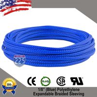 20 FT 1/8" 3mm Blue Expandable Wire Cable Braided Sleeving Sheathing Loom Tubing US